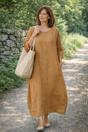 Linane kleit Laara latte-pruun