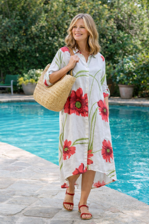 Linane särkpluus kleit Rosella valge