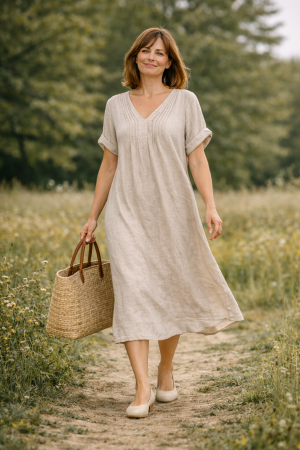 Linane kleit Rosetta naturaal