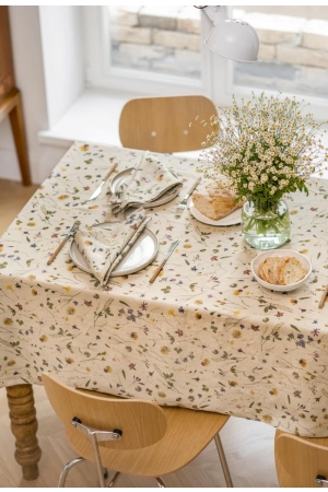 BOTANICAL PRINT LINEN TABLECLOTH