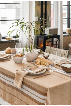 FRENCH STRIPED LINEN TABLECLOTH