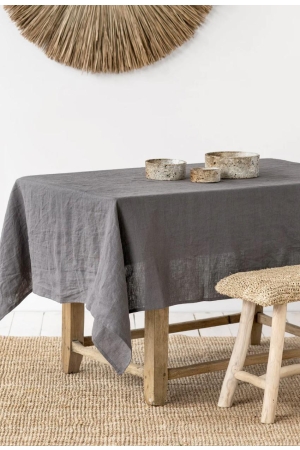 CHARCOAL GRAY LINEN TABLECLOTH