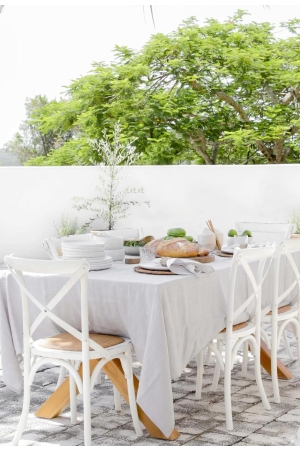 LIGHT GRAY LINEN TABLECLOTH