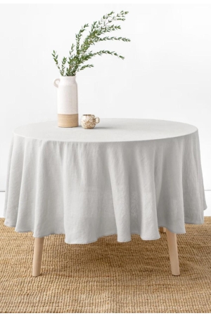 ROUND LINEN TABLECLOTH IN LIGHT GRAY