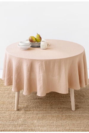 ROUND LINEN TABLECLOTH IN PEACH