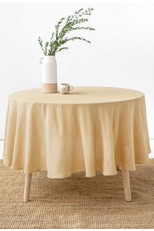 ROUND LINEN TABLECLOTH IN SANDY BEIGE