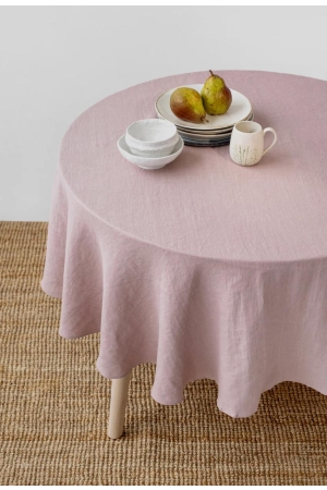 ROUND LINEN TABLECLOTH IN WOODROSE