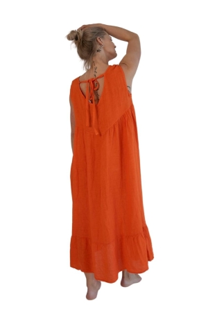 LINEN DRESS JANET, mandarin orange