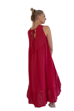 LINEN DRESS JANET, coral red