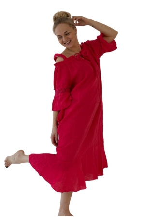 LINEN DRESS ZANNA, fiesta red