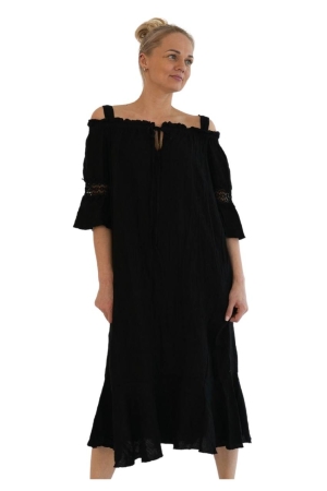 LINEN DRESS ZANNA, black color