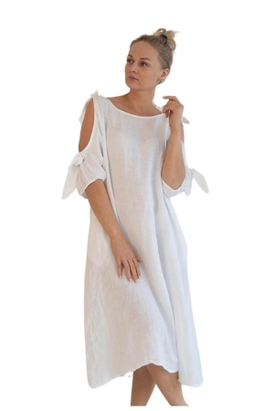 LINEN DRESS ISABELA, white