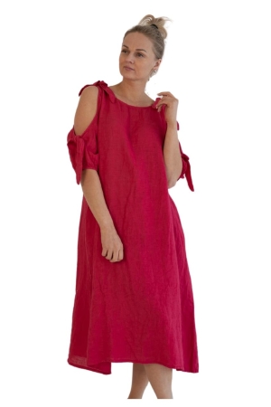 LINEN DRESS ISABELA, fiesta red