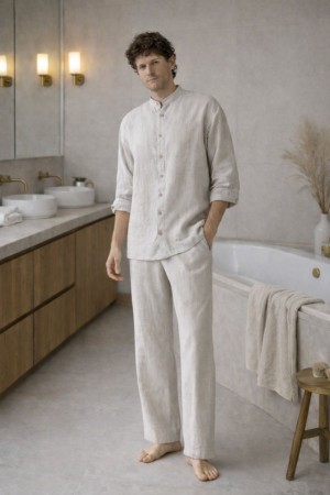 Melange Linen Currant Loungewear Set