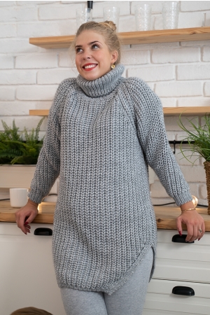 COZY TURTLENECK SWEATER, LIGHT GREY