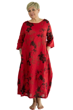 ANNAPURNA LINEN DRESS, RED