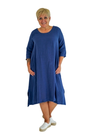 LINEN DRESS MIRA, navy blue