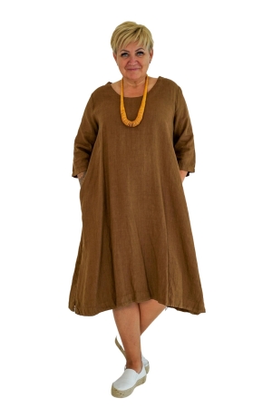 LINEN DRESS MIRA, camel