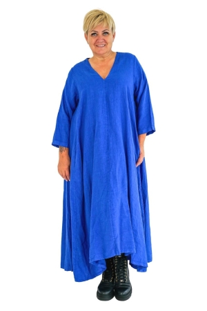 LINEN LONG DRESS DELISA, royal blue
