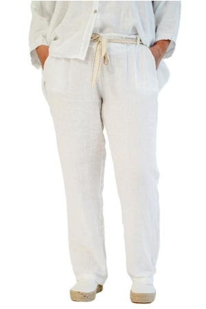 LINEN TROUSERS ROSETTE, white