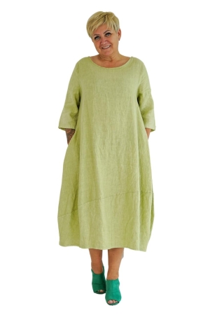 ANNAROSE LINEN DRESS, anis acido