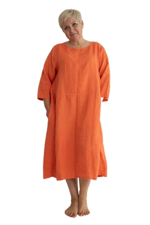 FREEDOM LINEN DRESS, ORANGE