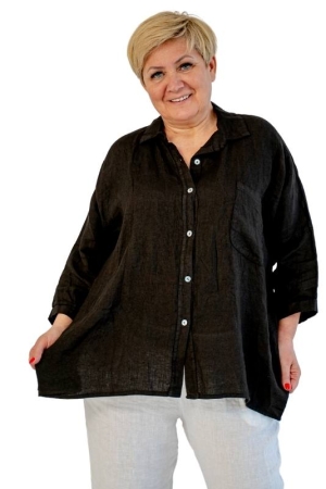 LINEN BLOUSE EDITH, black