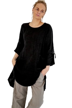 LINEN BLOUSE/TUNIC RENATA, black