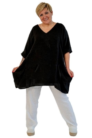 LINEN TUNIC MILANA, black