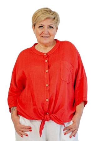 LINEN BLOUSE NETA, red