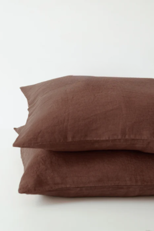 CHOCOLATE LINEN PILLOWCASE - SET OF 2
