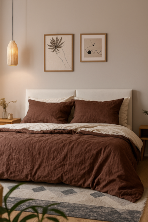 Chocolate Linen Duvet Cover