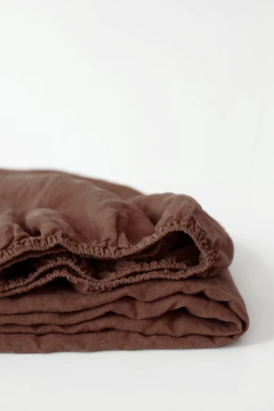 chocolate Linen Fitted Sheet