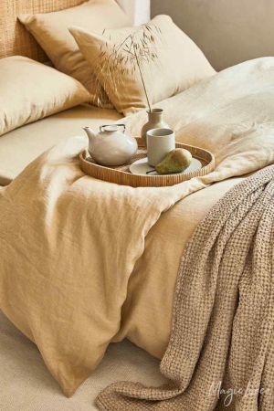 SANDY BEIGE LINEN DUVET COVER SET (3 PCS)