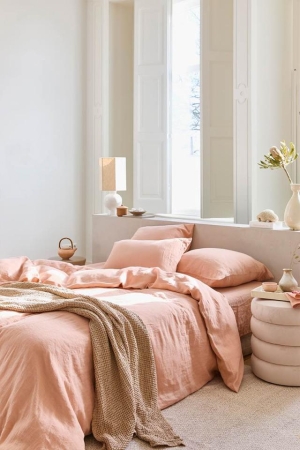 PEACH LINEN DUVET COVER SET (3 PCS)