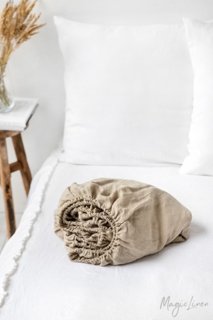 NATURAL LINEN FITTED SHEET