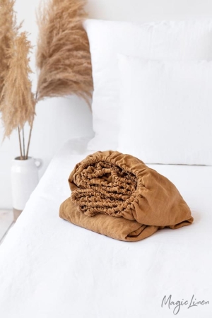 TAN LINEN FITTED SHEET