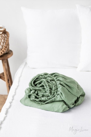 MATCHA GREEN LINEN FITTED SHEET