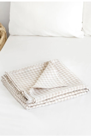 Linane voodilina NATURAL GINGHAM - MagicLinen