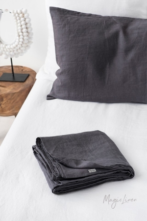 CHARCOAL GRAY LINEN FLAT SHEET