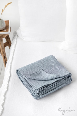 BLUE MELANGE LINEN FLAT SHEET