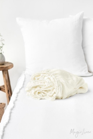 IVORY LINEN FITTED SHEET