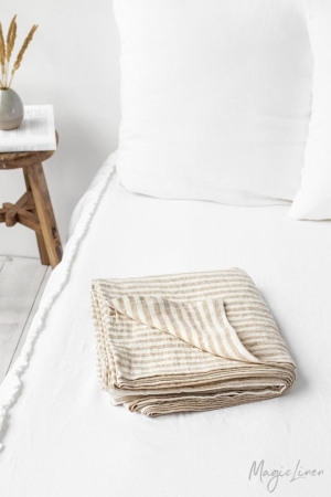 STRIPED IN NATURAL LINEN FLAT SHEET 