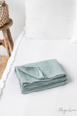 DUSTY BLUE LINEN FLAT SHEET