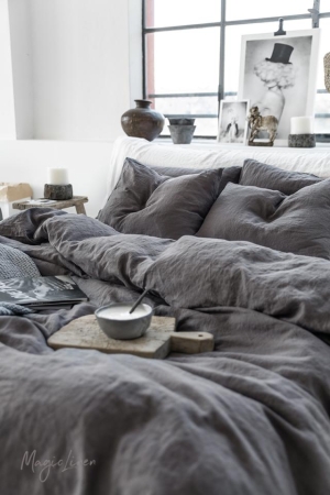 CHARCOAL GRAY LINEN DUVET COVER