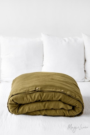 OLIVE GREEN LINEN DUVET COVER