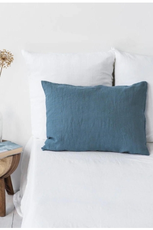 GRAY BLUE LINEN PILLOWCASE