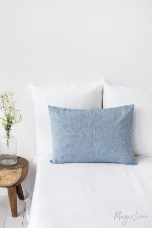 BLUE MELANGE LINEN PILLOWCASE