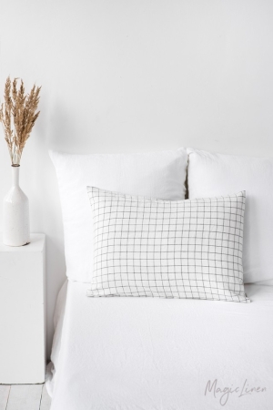 CHARCOAL GRID LINEN PILLOWCASE