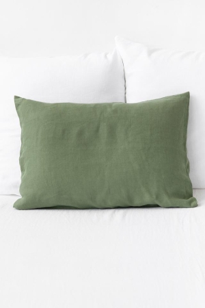 FOREST GREEN LINEN PILLOWCASE